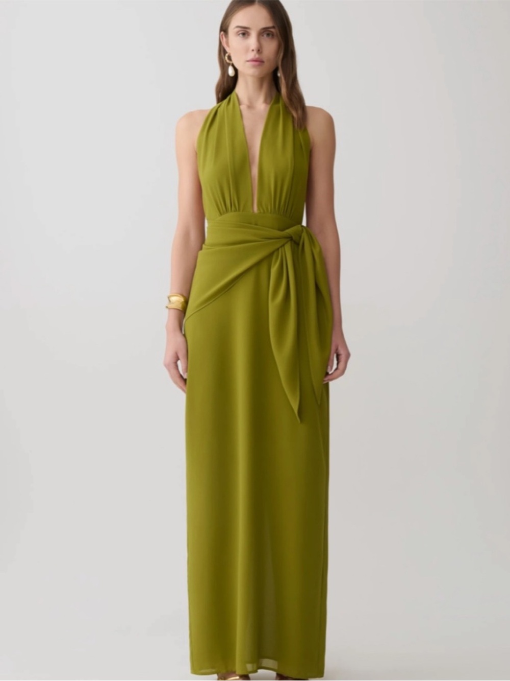 Meshki Gianna Satin Halter Maxi Dress small